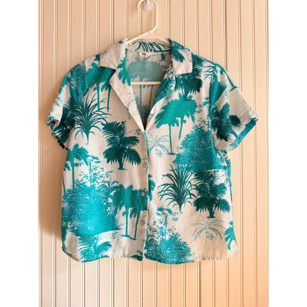 Panama Jack Classic Button Down‎ Short Sleeve Tropical Palm Trees